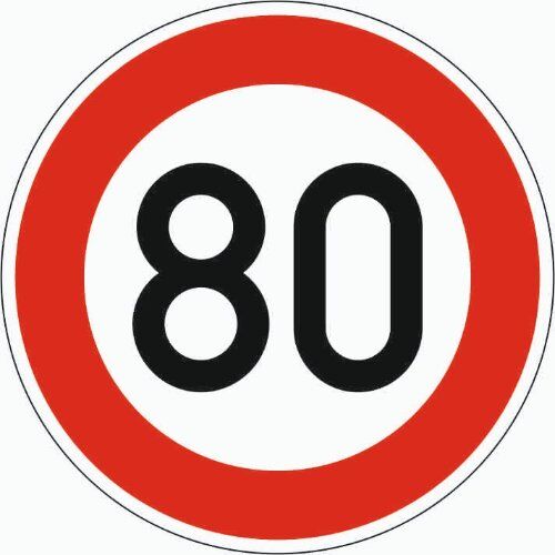  Vorschriftzeichen Verkehrszeichen 274-80 Zulässige Höchstgeschwindigkeit 80 km/h, Ø 420 mm, Alu 2 mm, RA1 12356292
