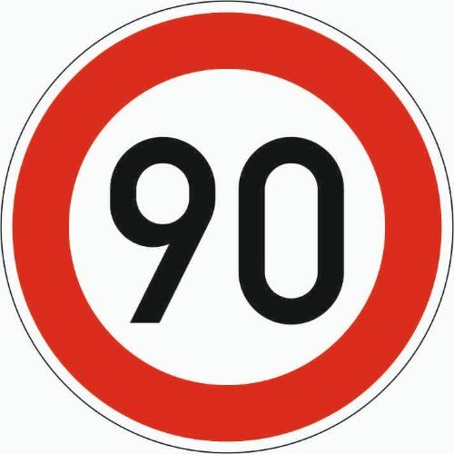  Vorschriftzeichen Verkehrszeichen 274-90 Zulässige Höchstgeschwindigkeit 90 km/h, Ø 600 mm, Alu 3 mm, RA3 12356839