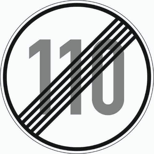  Vorschriftzeichen Verkehrszeichen 278-110 Ende d. zuläss. Höchstgeschwindigkeit 110 km/h, Ø 420mm, Alu 2mm, RA1 12356282