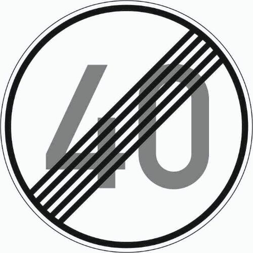  Vorschriftzeichen Verkehrszeichen 278-40 Ende d. zuläss. Höchstgeschwindigkeit 40 km/h, Ø 600mm, Alu 3mm, RA2 12356136