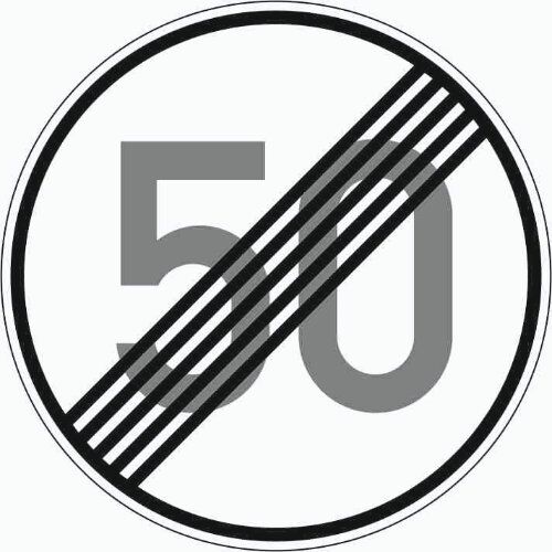  Vorschriftzeichen Verkehrszeichen 278-50 Ende d. zuläss. Höchstgeschwindigkeit 50 km/h, Ø 600mm, Alu 3mm, RA2 12356133