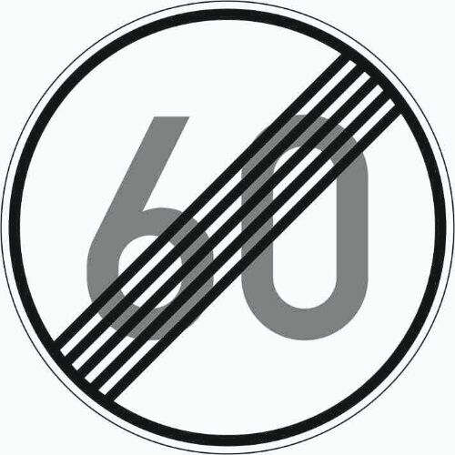  Vorschriftzeichen Verkehrszeichen 278-60 Ende d. zuläss. Höchstgeschwindigkeit 60 km/h, Ø 750mm, Alu 2mm, RA2 12356131