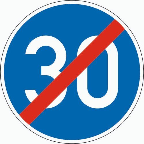  Vorschriftzeichen Verkehrszeichen 279 Ende d. vorgeschr. Mindestgeschwindigkeit, Ø 750mm, Alu 2mm, RA2 12355986