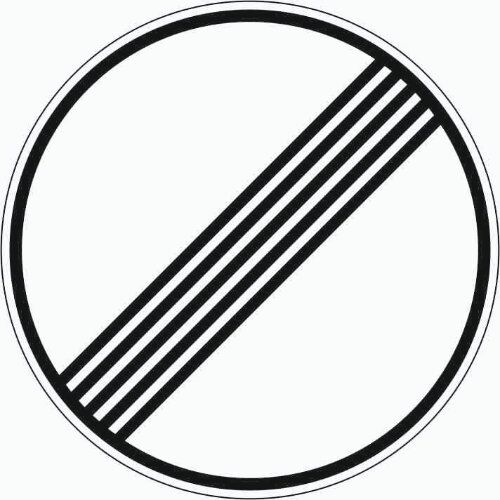  Vorschriftzeichen Verkehrszeichen 282 Ende sämtl. streckenbez. Geschwindigkeitsbeschränkungen u. Überholverbote, Ø 750mm, Alu 3mm, RA2 12356948