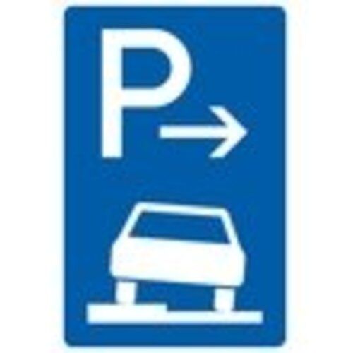  Richtzeichen Verkehrszeichen 315-51 Parken auf Gehwegen, halb in Fahrtrichtung links Anfang 630x420mm, Alu 2mm, RA3 12359516