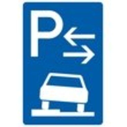  Richtzeichen Verkehrszeichen 315-53 Parken auf Gehwegen, halb in Fahrtrichtung links Mitte 630x420mm, Alu 2mm, RA2 12358930
