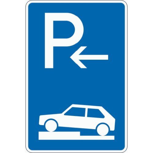  Richtzeichen Verkehrszeichen 315-71 Parken auf Gehwegen, halb quer z. Fahrtrichtung links Anfang 900x600 mm, Alu 3 mm 12359791