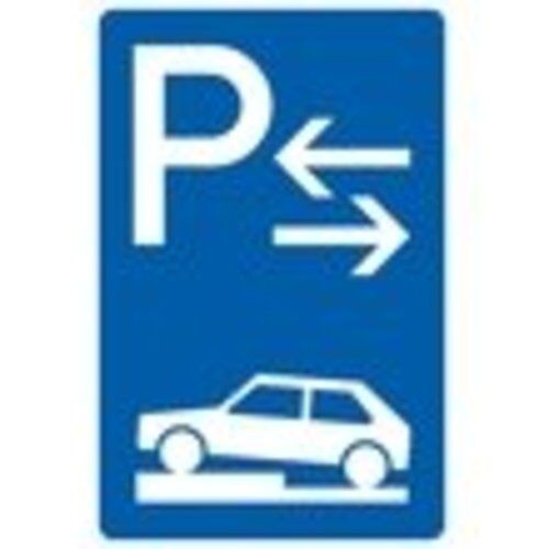  Richtzeichen Verkehrszeichen 315-73 Parken auf Gehwegen, halb quer z. Fahrtrichtung links Mitte 900x600 mm, Alu 2 mm 12358914