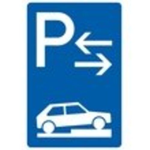  Richtzeichen Verkehrszeichen 315-78 Parken auf Gehwegen, halb quer z. Fahrtrichtung rechts Mitte 900x600 mm, Alu 2 mm 12359493