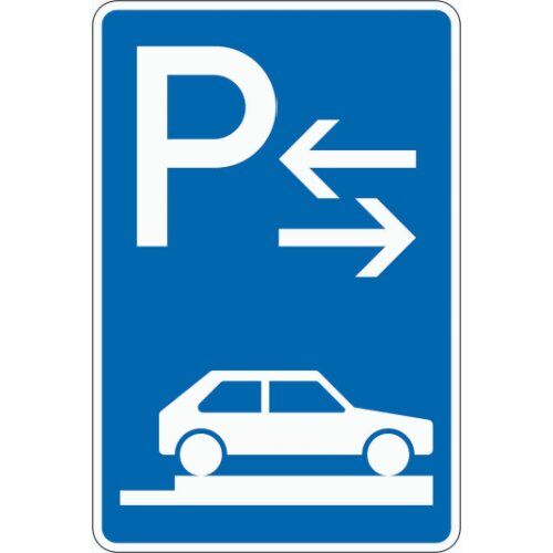  Richtzeichen Verkehrszeichen 315-88 Parken auf Gehwegen, ganz quer z. Fahrtrichtung rechts Mitte 630x420 mm, Alu 2 mm 12359777