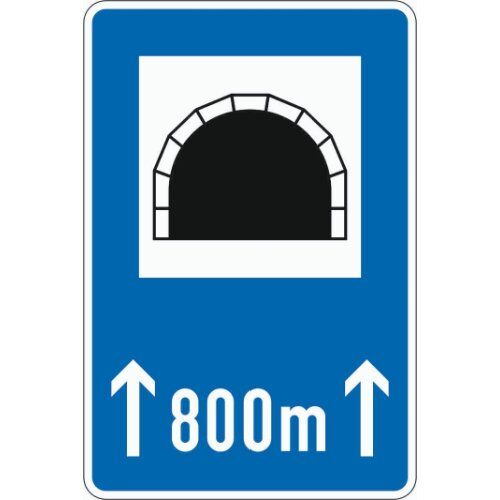  Richtzeichen Verkehrszeichen 327-50 Tunnel m. Längenangabe in m 900x600mm, Alu 2mm, RA2 12359479