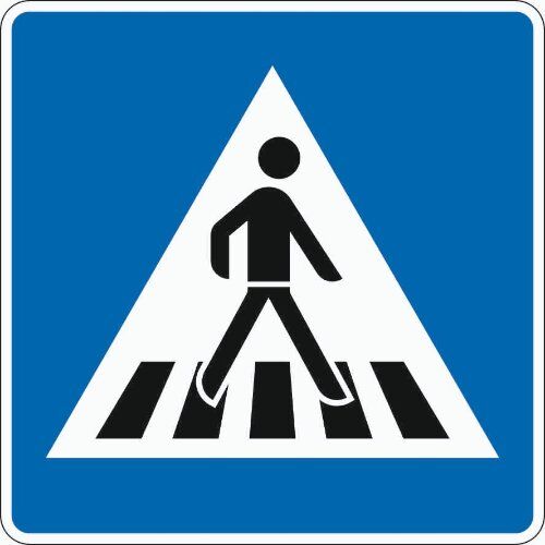  Richtzeichen Verkehrszeichen 350-20 Fußgängerüberweg, Aufstellung links 750x750mm, Alu 2mm, RA2 12359763