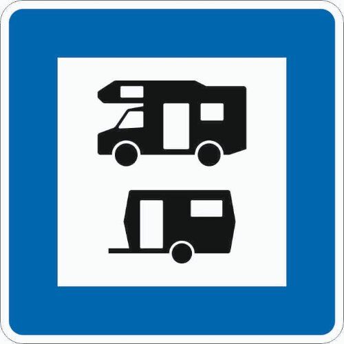  Richtzeichen Verkehrszeichen 365-68 Wohnmobil- u. Wohnwagenplatz 840x840mm, Alu 2mm, RA2 12359739