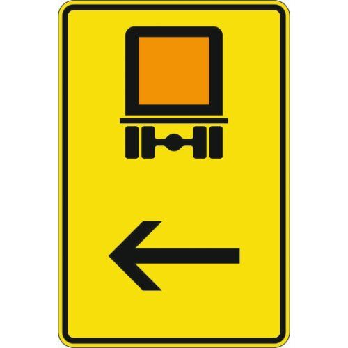  Richtzeichen Verkehrszeichen 422-12 Wegweiser f. kennzeichnungspfl. Fahrzeuge mit gefährl. Gütern, hier links 900x600 mm, Alu 2mm, RA3 12358855