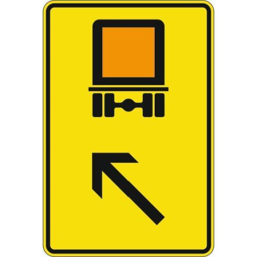  Richtzeichen Verkehrszeichen 422-13 Wegweiser f. kennzeichnungspfl. Fahrzeuge mit gefährl. Gütern, links einordnen 900x600 mm, Alu 2mm, RA2 12358854