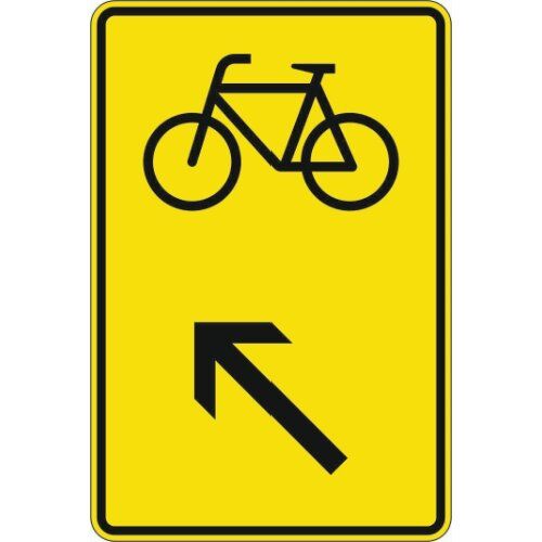  Richtzeichen Verkehrszeichen 422-17 Wegweiser f. Radverkehr, links einordnen 630x420 mm, Alu 3 mm, RA2 12359874