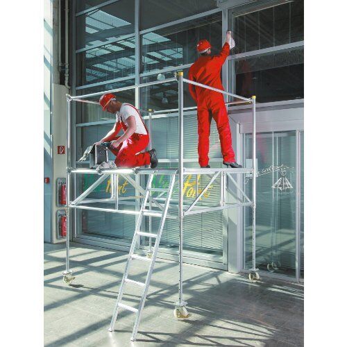  Alu-Rollbock müba-Alu-Rollbock inkl. Leiter, Arbeitshöhe bis 3,75 m, Plattformhöhe verstellbar von 0,45 - 1,75 m, Standfläche 1,80 x 2,05 m, Belastung 1,5 kN/m², A 12444774
