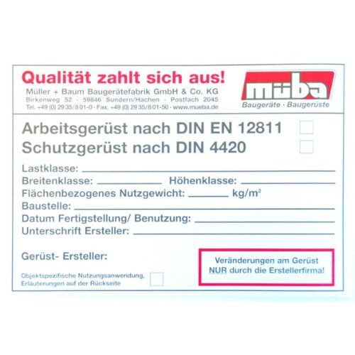  Gerüstzubehör FIX 120 müba-Einlageblätter (100 Stk.) 12444404