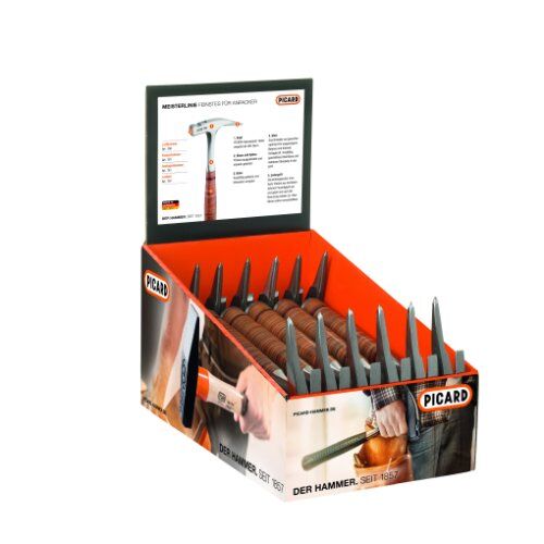  Display: Meisterlinie mit Ledergriff   Display Picard Display: Ganzstahlhammer Meisterlinie mit Ledergriff, Nr. 761, 500 g, mit Spitze 12447958