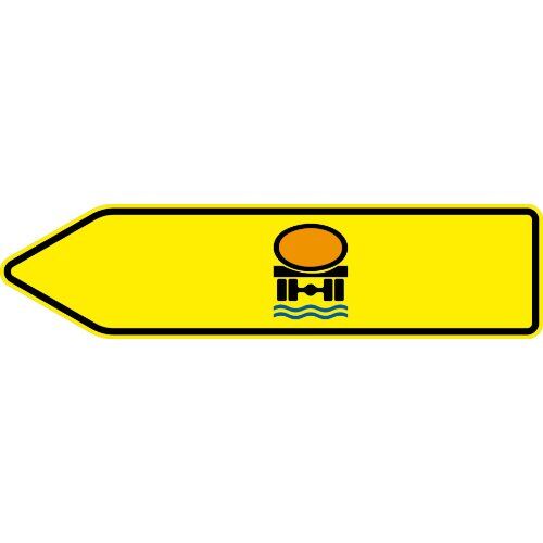  Pfeilwegweiser Verkehrszeichen 421-12 Pfeilwegweiser f. Fahrzeuge m. wassergefährd. Ladung, linksweis. 350x1250 mm, Alu 2 mm, RA2 12360221
