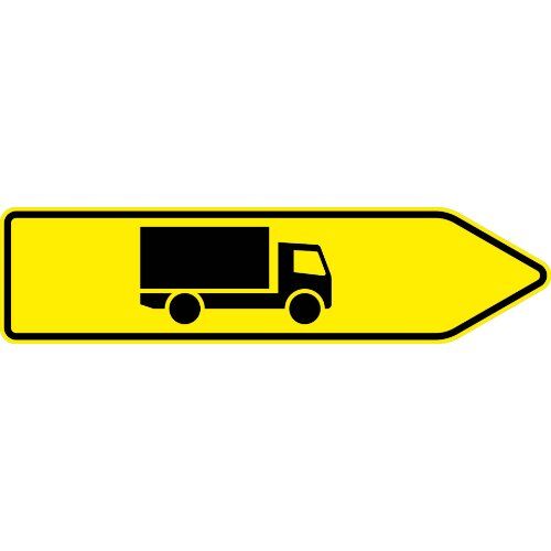  Pfeilwegweiser Verkehrszeichen 421-20 Pfeilwegweiser f. KFZ m. einer zul. Gesamtmasse über 3,5t, rechtsweis., 350x1250 mm, Alu 2 mm, RA2 12360081
