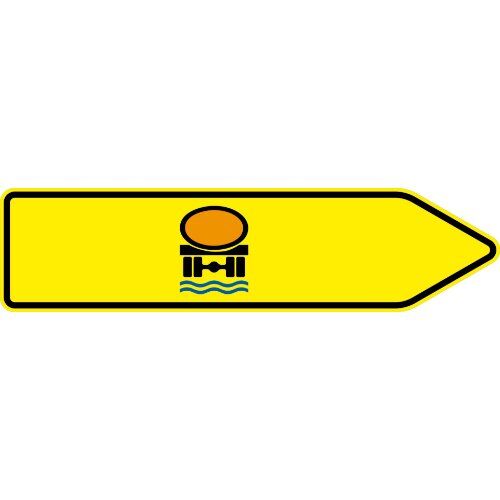  Pfeilwegweiser Verkehrszeichen 421-22 Pfeilwegweiser f. Fahrzeuge m. wassergefährd. Ladung, rechtsweis. 350x1250 mm, Alu 2 mm, RA2 12360127