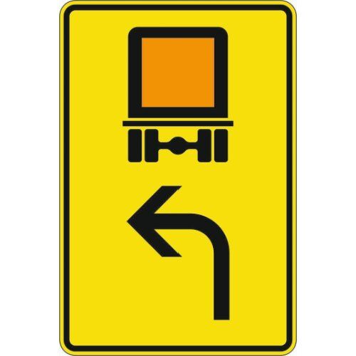  Richtzeichen Verkehrszeichen 442-11 Vorwegweiser f. kennzeichnungspfl. Fahrzeuge m. gefährlichen Gütern, linksw. 1260x840mm, Alu 3mm, RA2 12359564