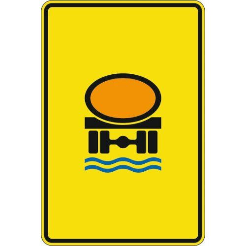  Richtzeichen Verkehrszeichen 442-52 Vorwegweiser f. Fahrzeuge m. wassergefährdend. Ladung, ohne Pfeilsymbol 630x420mm, Alu 2mm, RA2 12358973