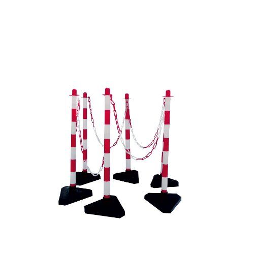  Kettenständer Schake Kettenständer-Set mit 6 Pfosten weiß/rot, Fußplatten dreieckig 12450720