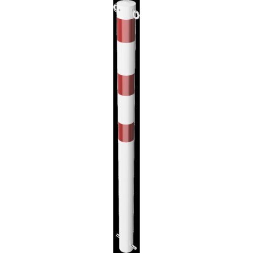  Absperrpfosten Ø 76 mm Schake Absperrpfosten Ø 76 x 2,6, zum Einbetonieren, mit 2 Ösen, weiß/rot 12450712