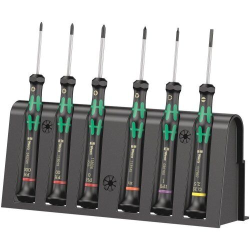  Serie Kraftform Micro 2050/6 Elektroniker-Schraubendrehersatz + Rack, 6-teilig 12452567