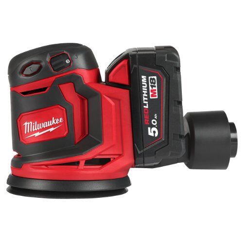  Exzenterschleifer Milwaukee Akku Exzenterschleifer M18 BOS125-502B, 2 Akkus, Werkzeugtasche 12428274