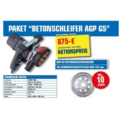  AGP Powertools Nozar Paket "Betonschleifer" 12465661
