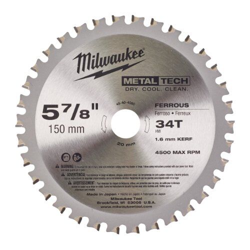  Metall Milwaukee Metall-Kreissägeblatt für Handkreissägen 150/20 mm Z34 12465445