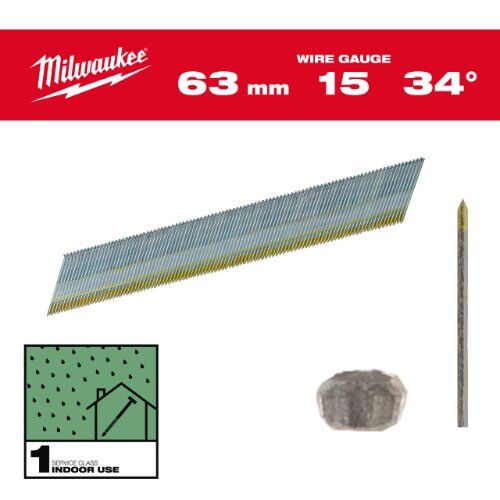  Nägel und Klammern Milwaukee Stift-Nägel 15G 34° 63 mm SC1 (2.200) 12464953