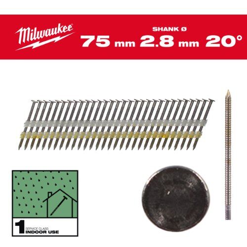  Nägel und Klammern Milwaukee Rundkopf-Nägel 20° 75mm SC1 (2.000) 12465019