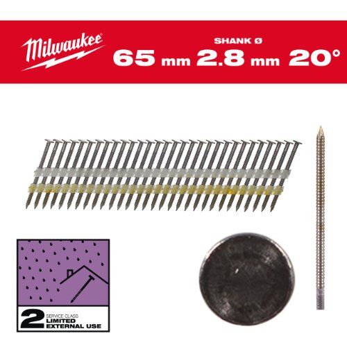  Nägel und Klammern Milwaukee Rundkopf-Nägel 20° 65mm SC2 (2.000) 12464968