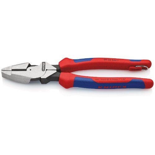  Kraft-Kombizangen "Lineman's Pliers" amerikanisches Modell KNIPEX 09 02 240 T Kraft-Kombizange "Lineman's Pliers" mit Befestigungsöse amerikanisches Modell mit Mehrkomponenten-Hüllen, mit integrierter Befestigungsöse zum Anbringen einer Absturzsicherung schwarz atramentiert 240 mm 12381057