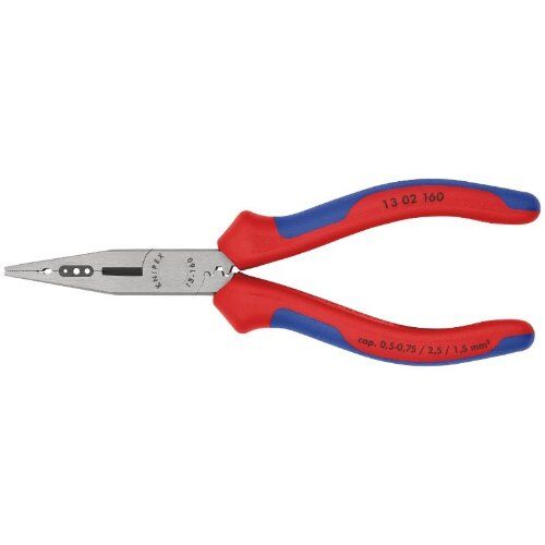  Verdrahtungszangen KNIPEX 13 02 160 Verdrahtungszange mit Mehrkomponenten-Hüllen schwarz atramentiert 160 mm 12380360
