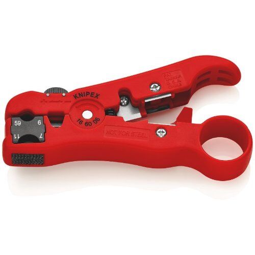  Abisolierwerkzeug für Koaxial- und Datenkabel KNIPEX 16 60 06 SB Abisolierwerkzeug für Koaxial- und Datenkabel  125 mm 12380379