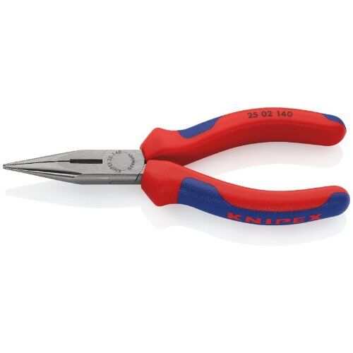  Flachrundzangen mit Schneide (Radiozangen) KNIPEX 25 02 140 Flachrundzange mit Schneide (Radiozange) mit Mehrkomponenten-Hüllen schwarz atramentiert 140 mm 12380848