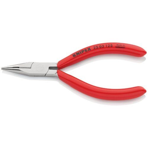  Flachrundzangen mit Schneide (Radiozangen) KNIPEX 25 03 125 Flachrundzange mit Schneide (Radiozange) mit Kunststoff überzogen verchromt 125 mm 12380840