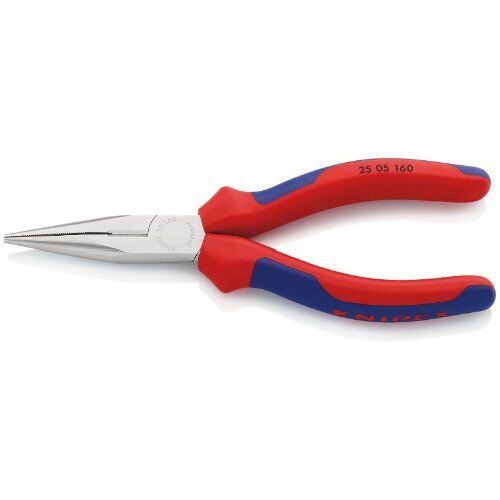  Flachrundzangen mit Schneide (Radiozangen) KNIPEX 25 05 160 Flachrundzange mit Schneide (Radiozange) mit Mehrkomponenten-Hüllen verchromt 160 mm 12380846