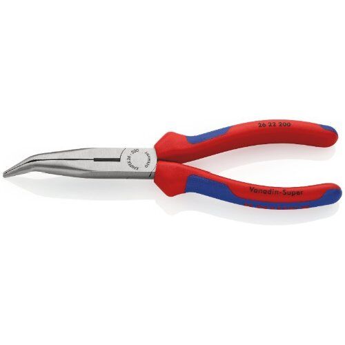  Flachrundzangen mit Schneide (Storchschnabelzangen) KNIPEX 26 22 200 Flachrundzange mit Schneide (Storchschnabelzange) mit Mehrkomponenten-Hüllen schwarz atramentiert 200 mm 12380822