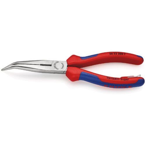  Flachrundzangen mit Schneide (Storchschnabelzangen) KNIPEX 26 22 200 T Flachrundzange mit Schneide (Storchschnabelzange) mit Mehrkomponenten-Hüllen, mit integrierter Befestigungsöse zum Anbringen einer Absturzsicherung schwarz atramentiert 200 mm 12380837