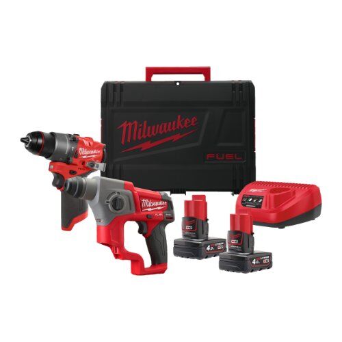  M12 Milwaukee M12 Powerpack M12 FPP2F2-402X: Akku-Schlagbohrschrauber, Akku-Bohrhammer, 2x Akku 4 Ah, Ladegerät, HD Box 12463415