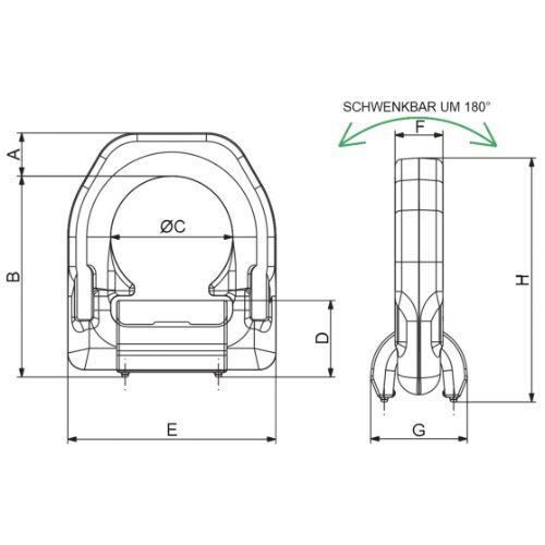  Anschlagpunkte (mit LC gestempelt), mit Feder CARTEC® Anschlagpunkt, Schweißausführung, mit Feder, GK10, 32000 daN 12403040