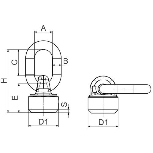  Anschlagwirbel zum Anschweißen CARTEC® Anschlagwirbel (drehbar), Schweißausführung, GK10, 4000 kg (90°)/8000 kg (0°) 12403031