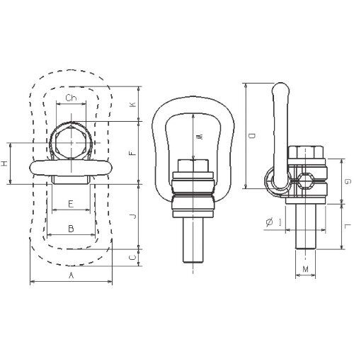  Anschlagwirbel mit Spannbügel CARTEC® Anschlagwirbel mit Spannbügel (drehbar), GK10, M12x23, 1000 kg (90°)/1000 kg (0°) 12403357