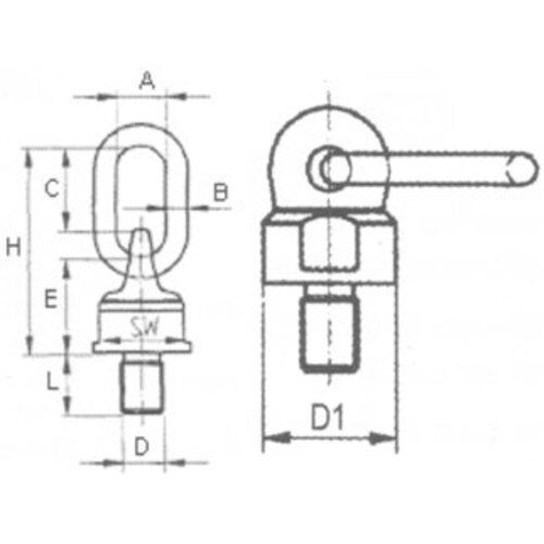 schraubbar Anschlagwirbel CARTEC® Anschlagwirbel (drehbar), GK8, M80x120, 30000 kg (90°)/35000 kg (0°) 12403302